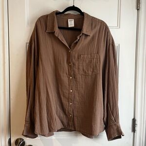 GAP Women’s Brown Button Up “The Big Shirt” | XXL